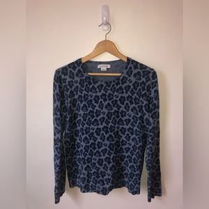 Liz Claiborne Women’s Blue Leopard Print Sweater Size Large